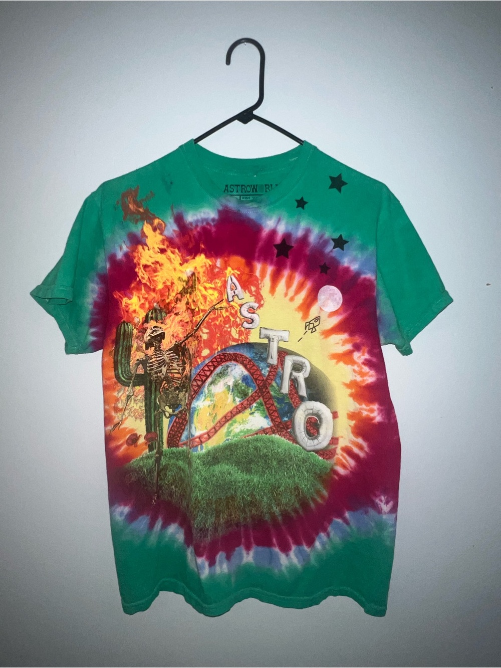 Travis Scott Astro World “Wish You Were Here” Green Tie-Dye Graphic Tee